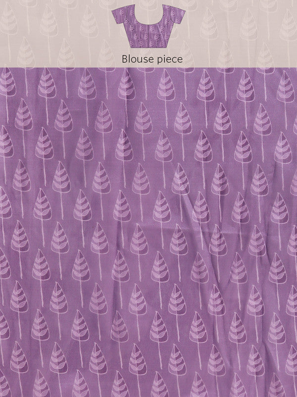 Lavender Silk Blend Floral Digital Print Saree with Blouse Piece