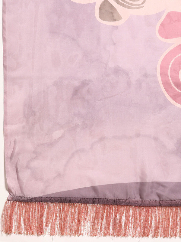 Peach Silk Blend Abstract Digital Print Saree with Blouse Piece