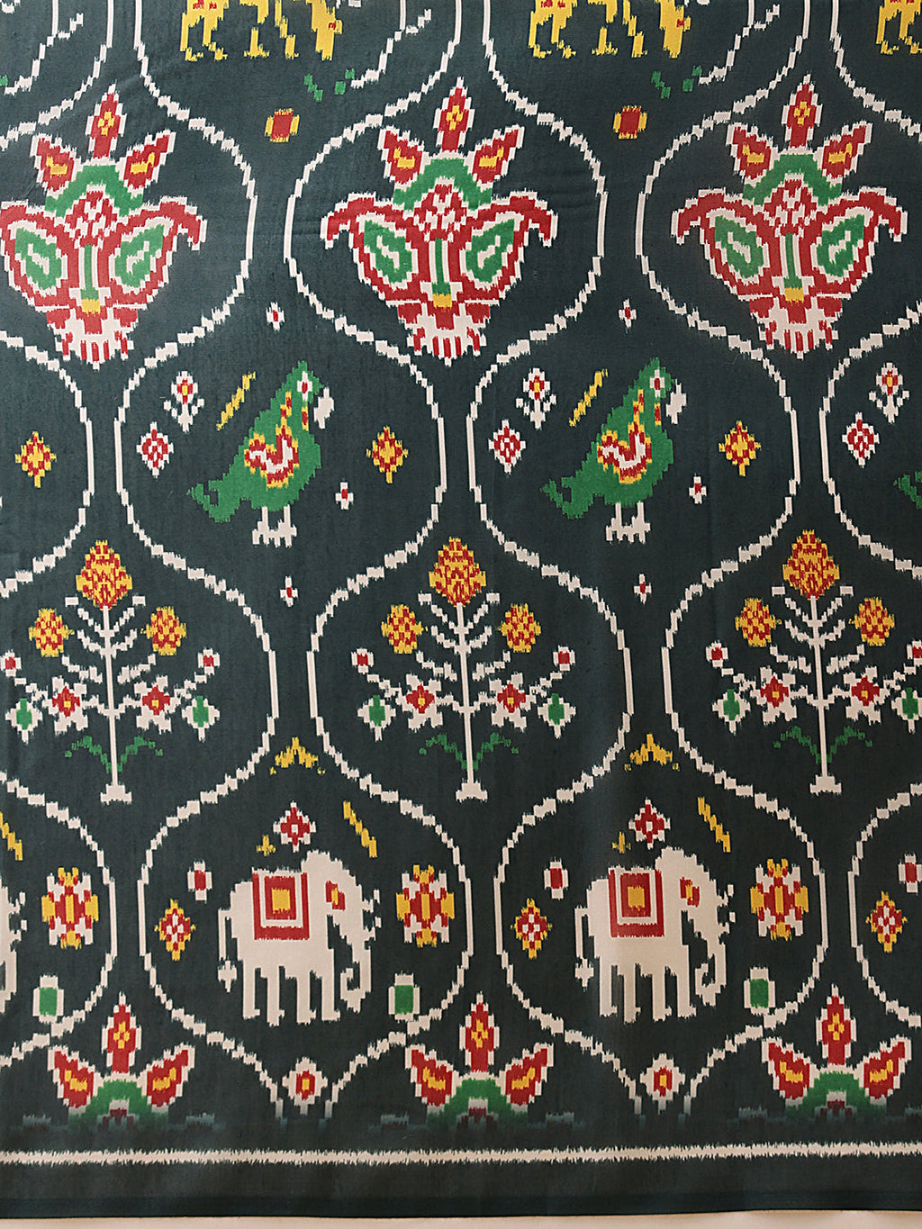 Green Mul Cotton Saree with Digital Ikkat Print