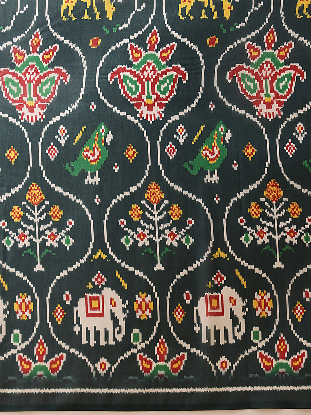Green Mul Cotton Saree with Digital Ikkat Print
