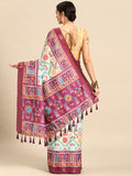 Green Silk Blend Patola Saree with Digital Print