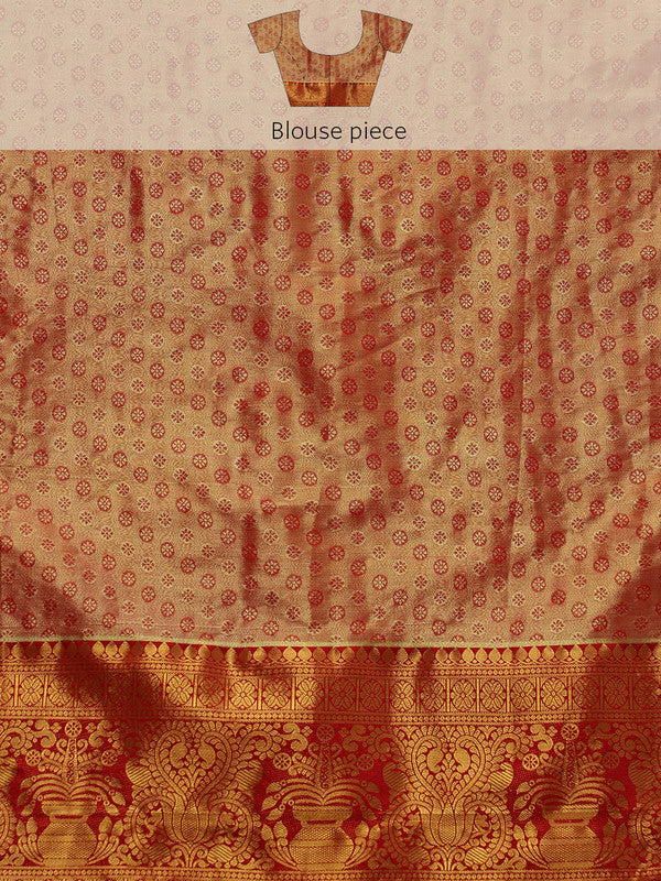Green Pure Silk Floral Woven Zari Design Saree with Blouse