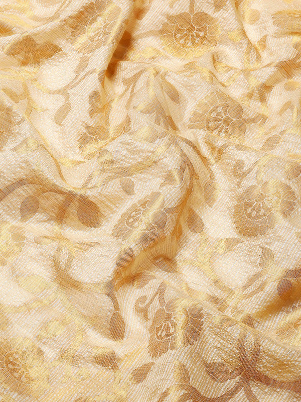 Yellow Tissue Silk Woven Zari Design Floral Saree with Blouse