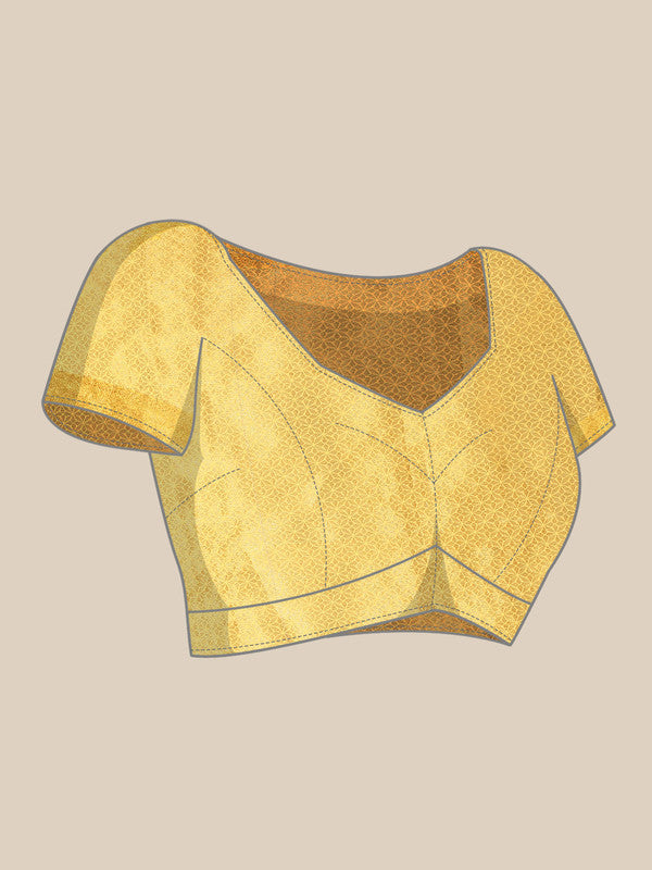 Yellow Tissue Silk Woven Zari Design Floral Saree with Blouse