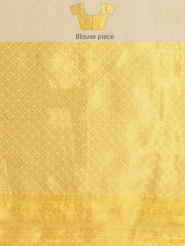 Yellow Tissue Silk Woven Zari Design Floral Saree with Blouse