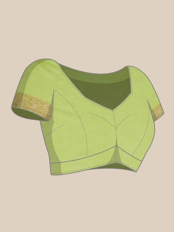 Green Pure Viscose Chinon Zari Woven Solid Saree with Unstitched Blouse