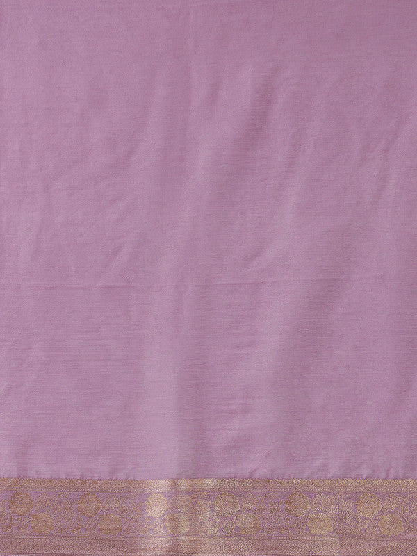 Purple Pure Viscose Chinon Zari Woven Solid Saree with Blouse