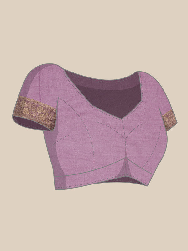 Purple Pure Viscose Chinon Zari Woven Solid Saree with Blouse