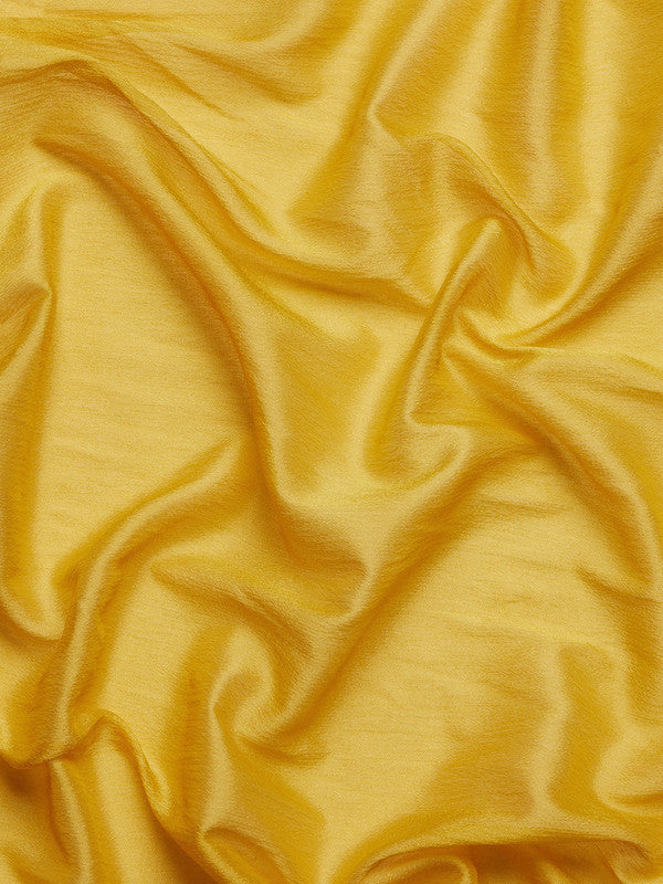 Yellow Viscose Chinon Saree with Zari Weave and Unstitched Blouse
