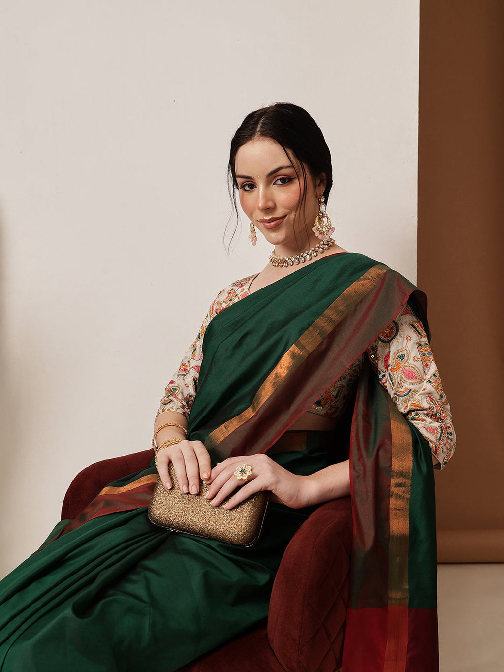Green Banarasi Art Silk Solid Saree with Traditional Weave