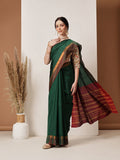 Solid Green Banarasi Art Silk saree with a smooth finish