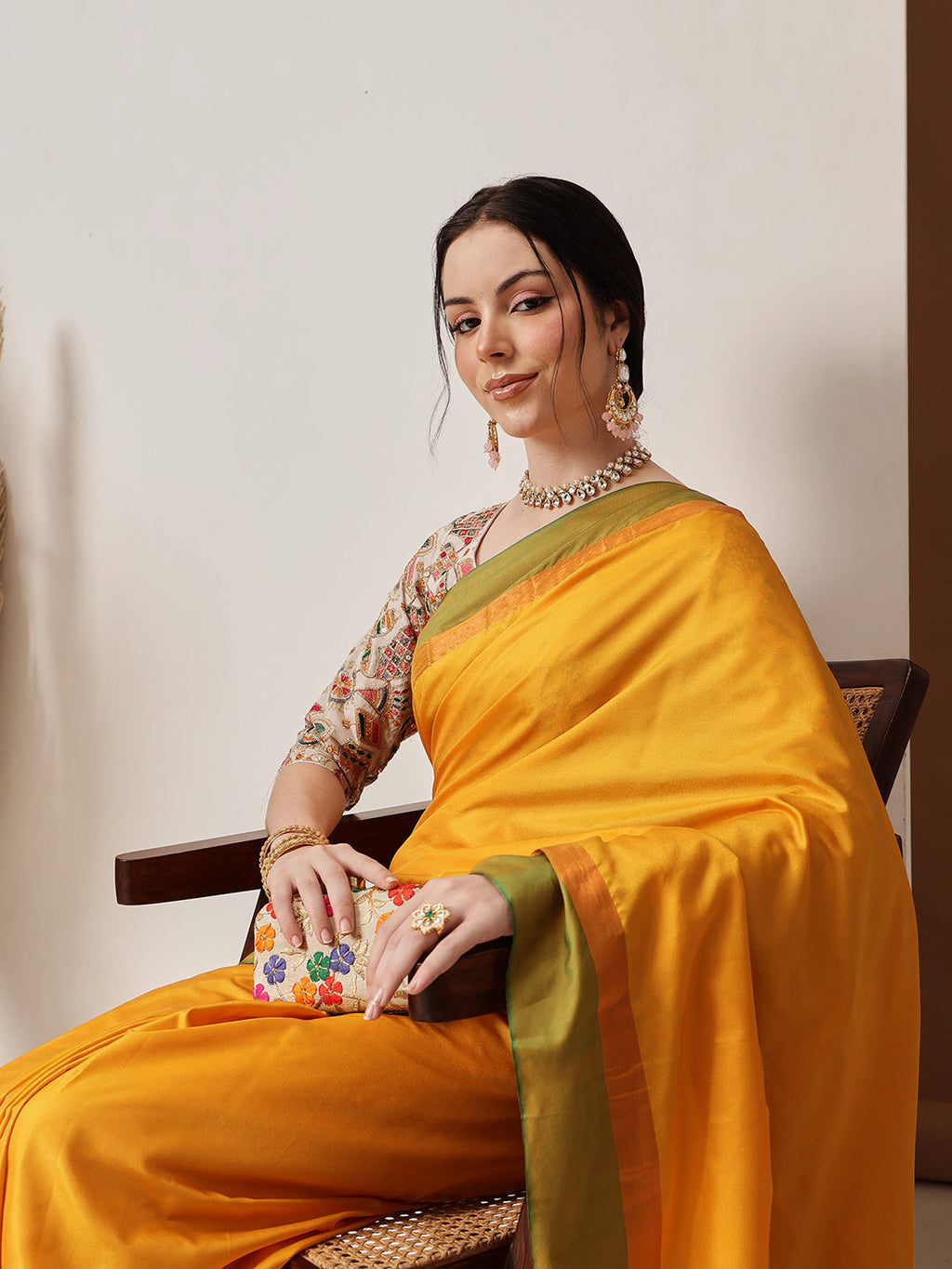 Mustard Banarasi Art Silk Solid Saree for Elegant Styling