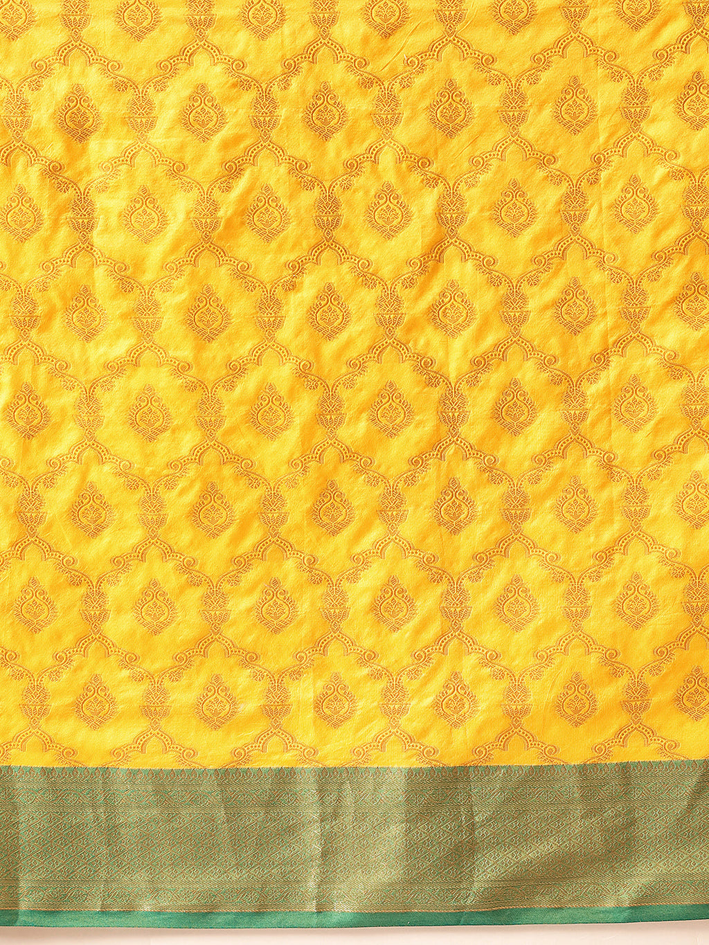 Yellow Banarasi Silk Saree with Traditional Woven Design