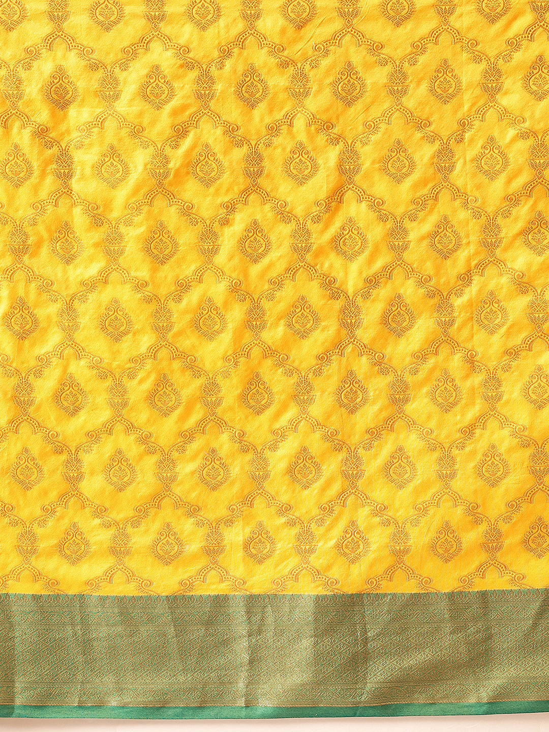 Yellow Banarasi Silk Saree with Traditional Woven Design