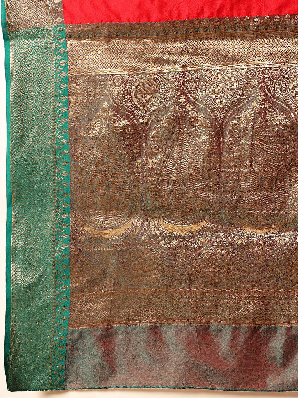 Red Banarasi Silk Saree with Classic Woven Design
