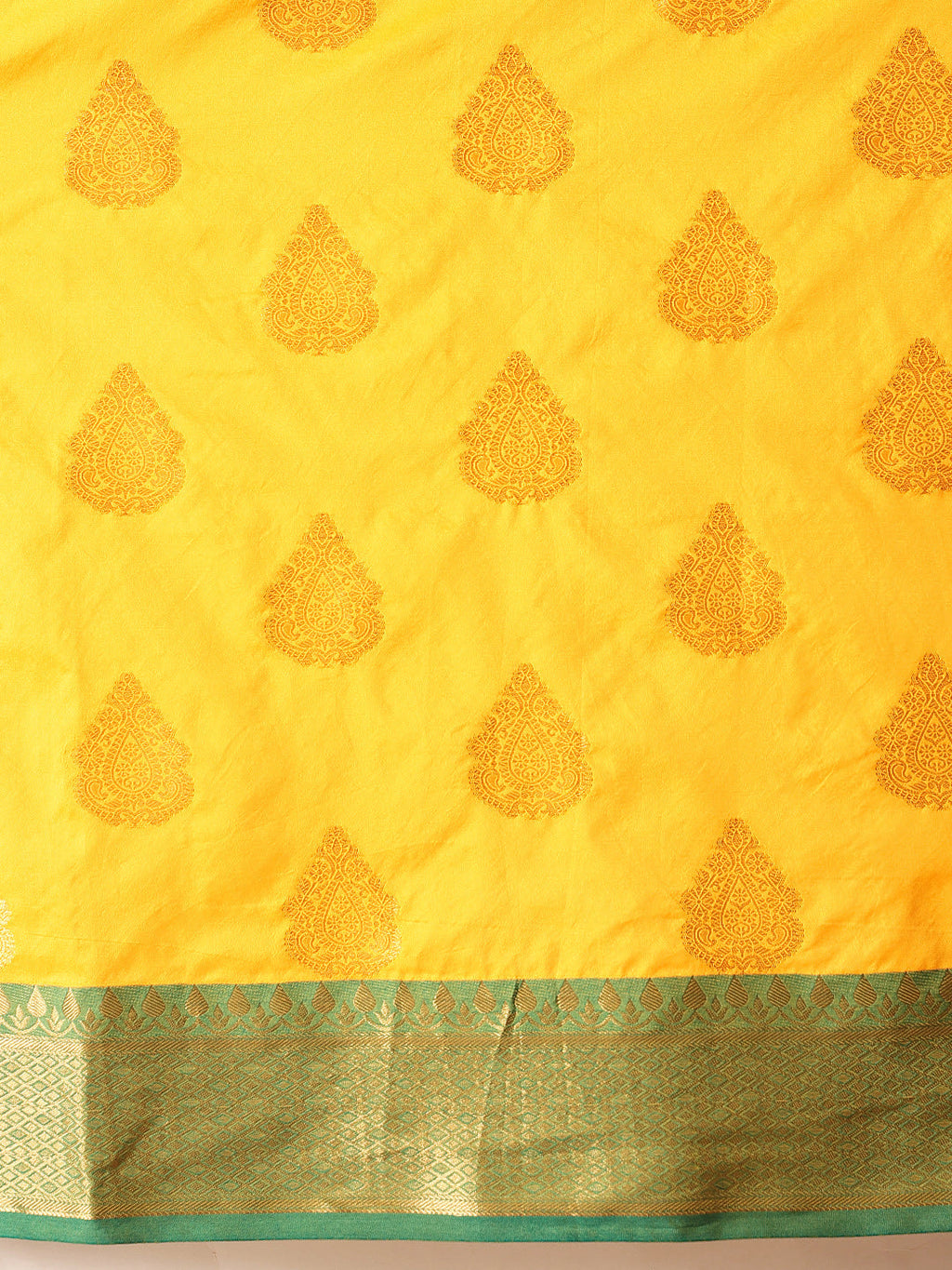 Yellow Banarasi Silk Saree with Traditional Woven Design