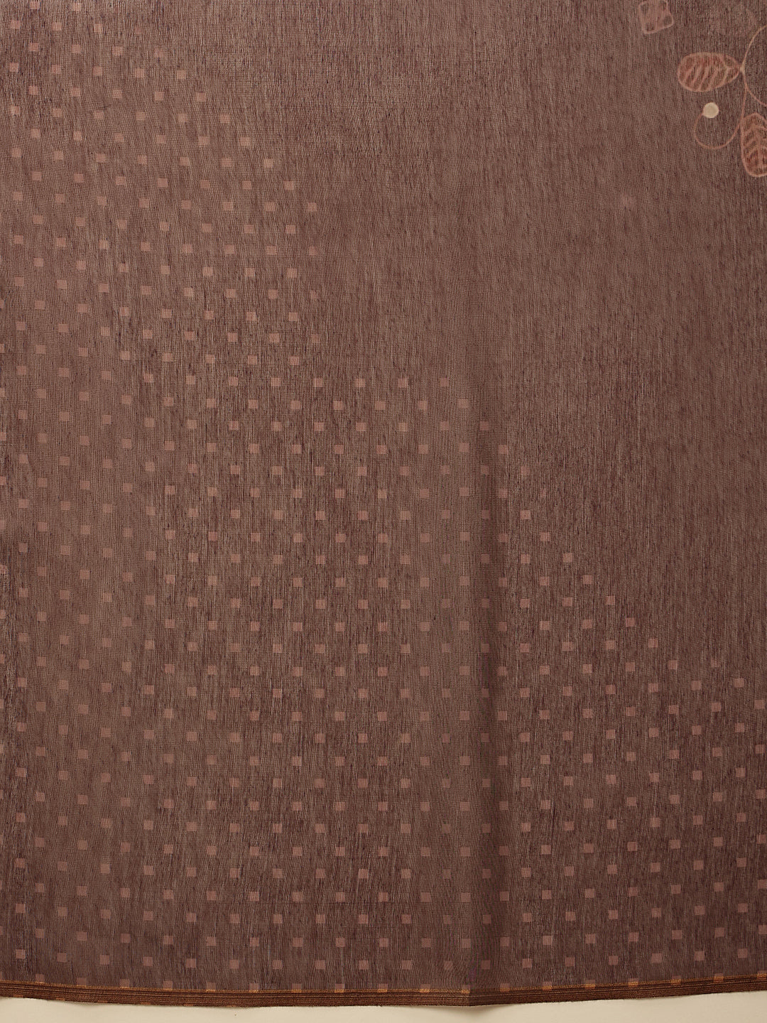Brown Floral Digital Printed Chanderi Cotton Blend Saree