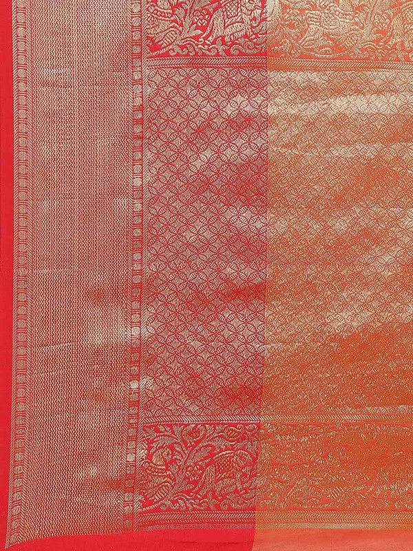 Yellow Pure Silk Saree with Woven Zari Floral Design