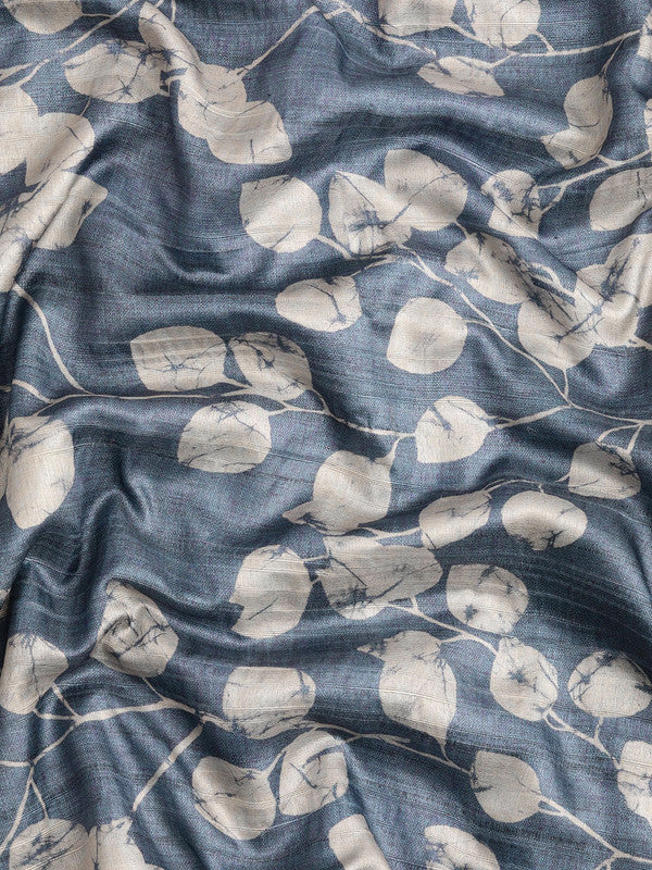 Blue Silk Blend Floral Digital Print Saree with Blouse Piece
