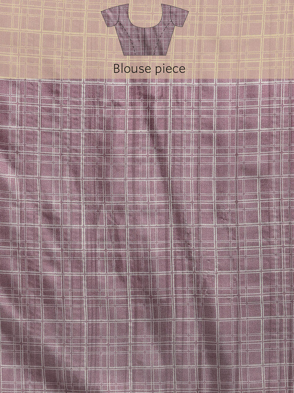 Purple Silk Blend Floral Digital Print Saree with Unstitched Blouse