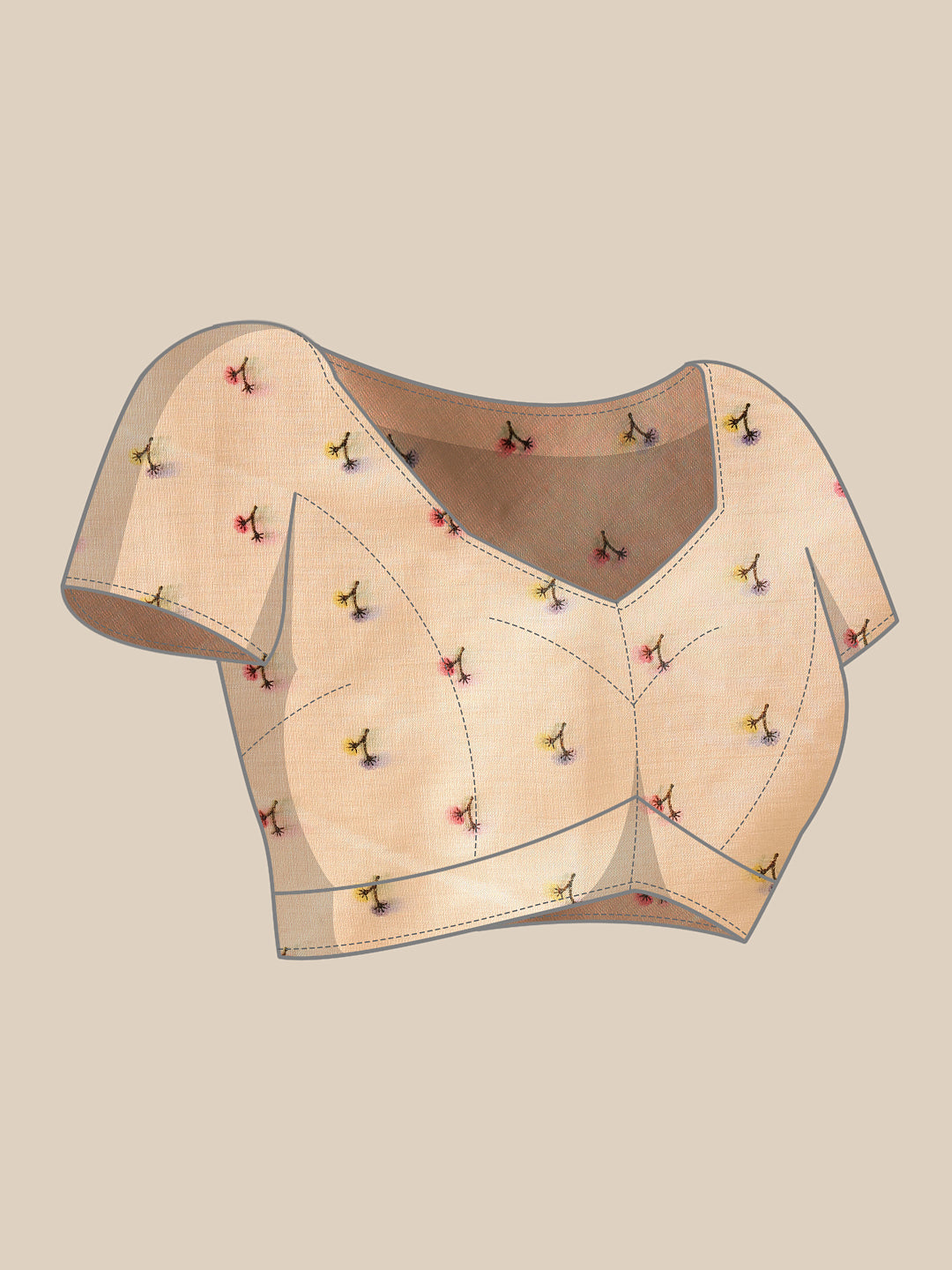 Beige Banarasi Art Silk Saree with Floral Digital Print