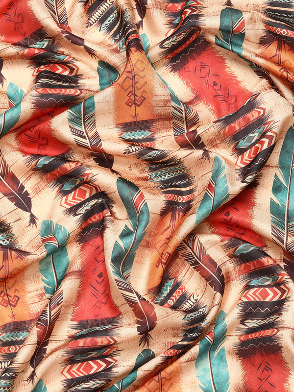 Beige Kanchipuram Silk Abstract Digital Print Saree