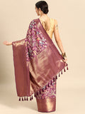 Purple Kanchipuram Silk Saree with Digital Floral Print