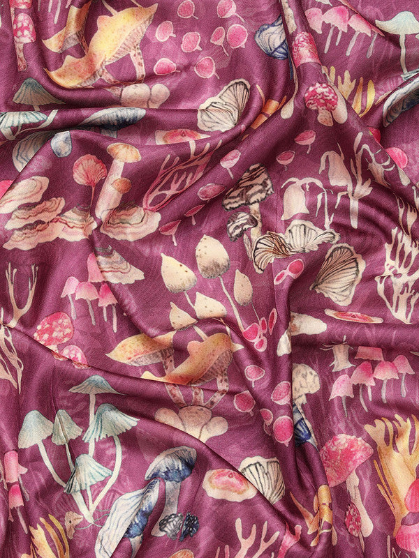 Purple Kanchipuram Silk Saree with Digital Floral Print