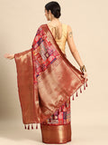 Multicolor Kanchipuram Silk Paisley Print Saree with Blouse
