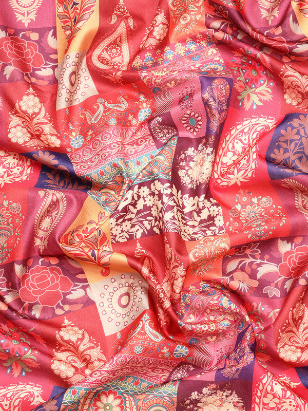 Multicolor Kanchipuram Silk Paisley Print Saree with Blouse