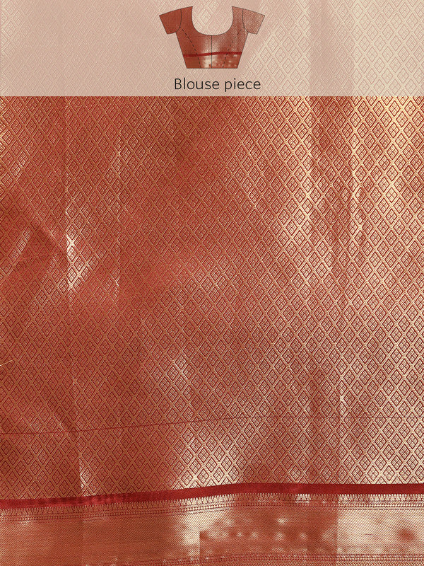 Multicolor Kanchipuram Silk Paisley Print Saree with Blouse