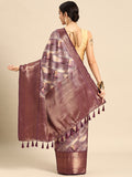 Beige Kanchipuram Silk Saree with Geometric Digital Print