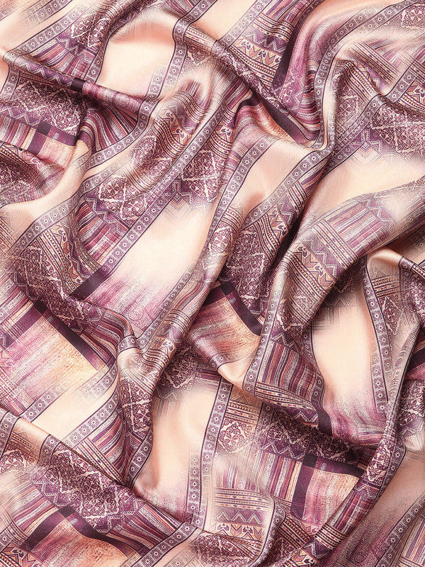 Beige Kanchipuram Silk Saree with Geometric Digital Print