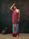 Multicolor silk blend digital print Bandhani saree with unstitched blouse piece