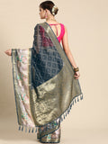 Gray Kanjeevaram Silk Saree with Geometric Digital Print