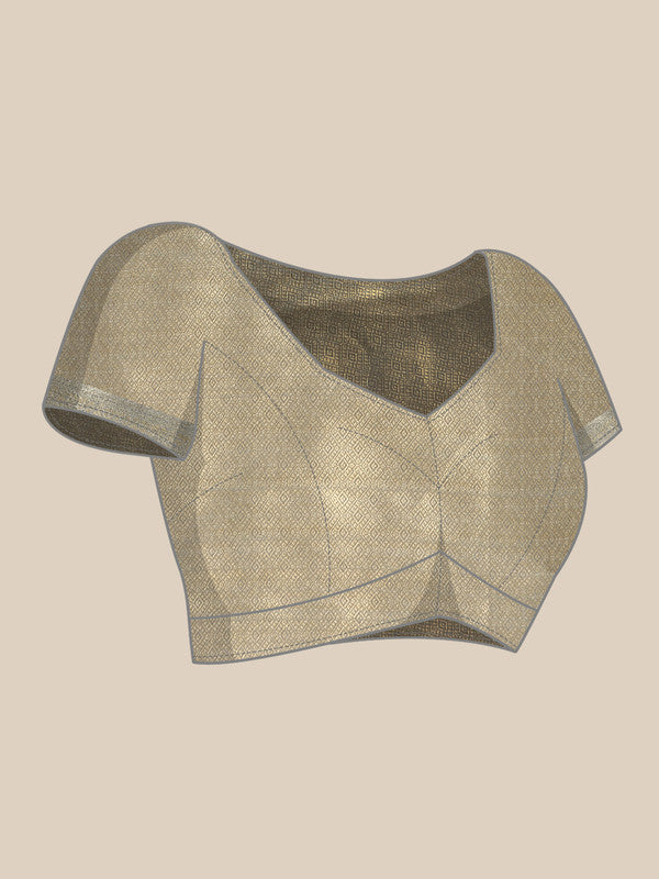 Gray Kanjeevaram Silk Saree with Geometric Digital Print