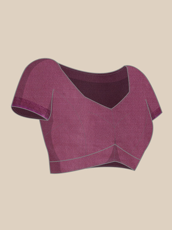 Purple Kanjeevaram Silk Saree with Geometric Digital Print