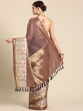 Maroon Kanjeevaram Silk Digital Print Striped Saree with Blouse