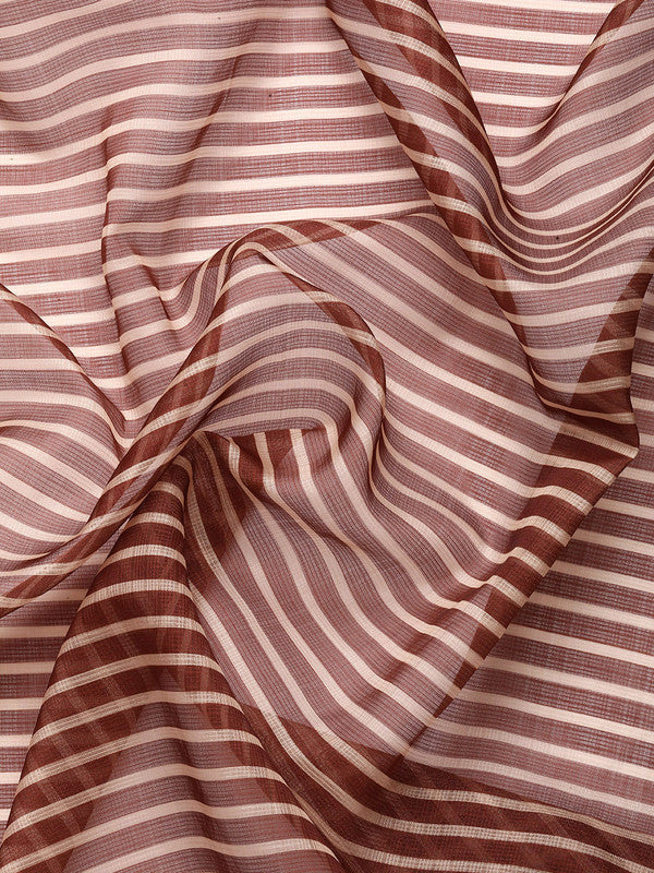 Maroon Kanjeevaram Silk Digital Print Striped Saree with Blouse