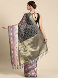 Gray Kanjeevaram Silk Saree with Geometric Digital Print