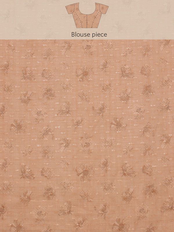 Peach Chiffon Digital Print Floral Saree
