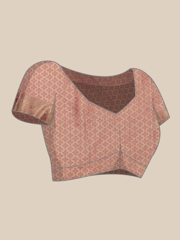Pink Cotton Digital Print Floral Saree with Blouse Piece