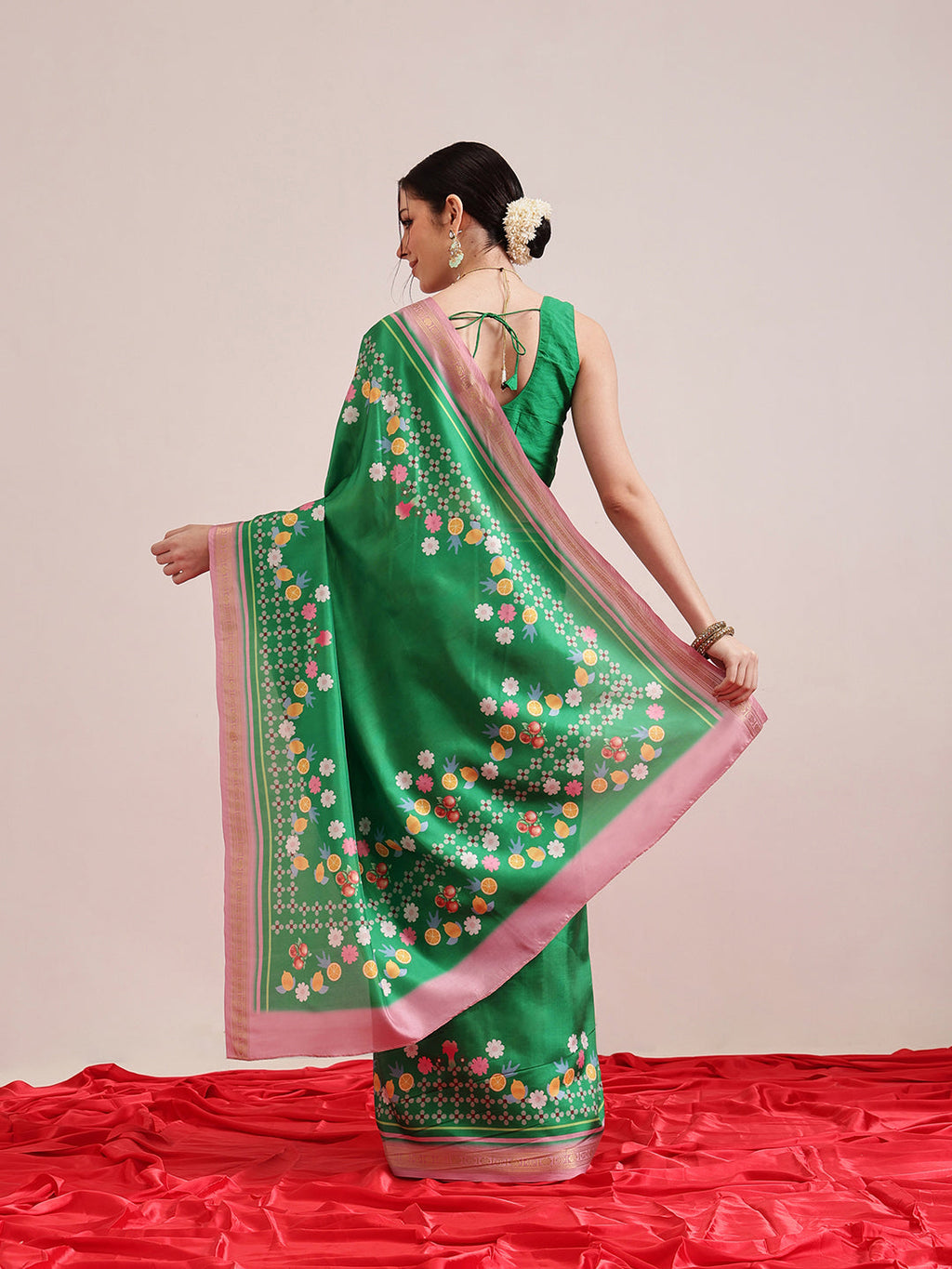 Green Banarasi Art Silk Saree with Abstract Digital Print