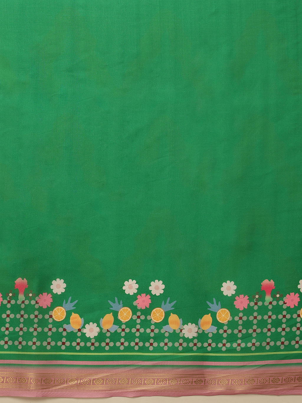 Green Banarasi Art Silk Saree with Abstract Digital Print