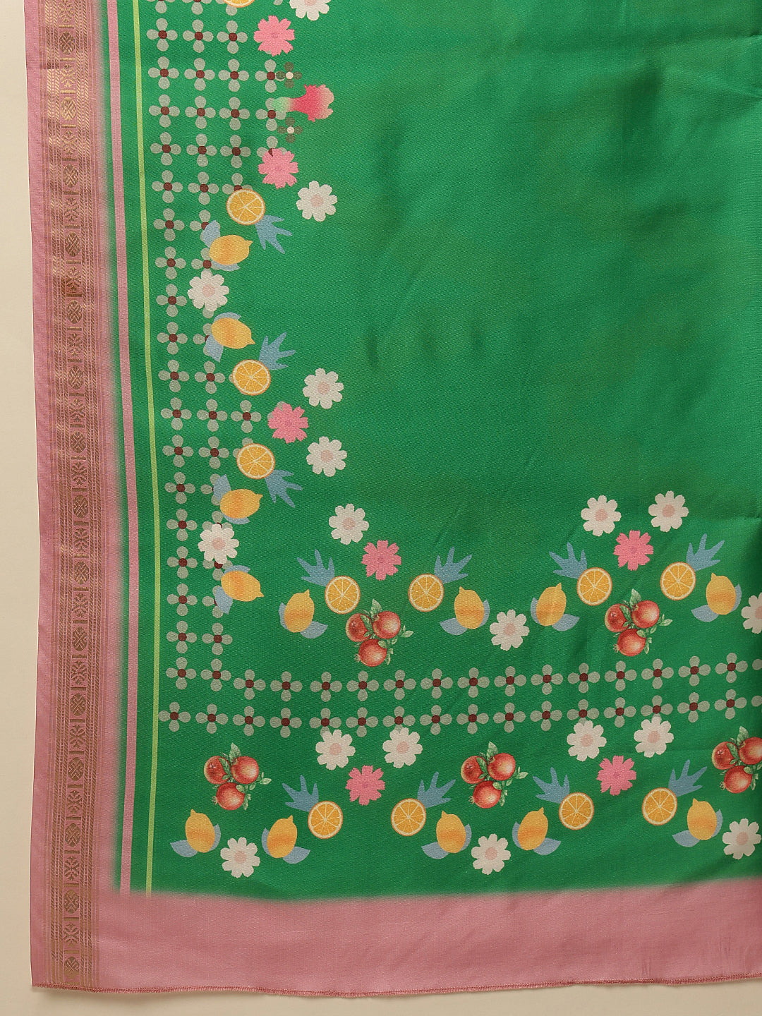 Green Banarasi Art Silk Saree with Abstract Digital Print