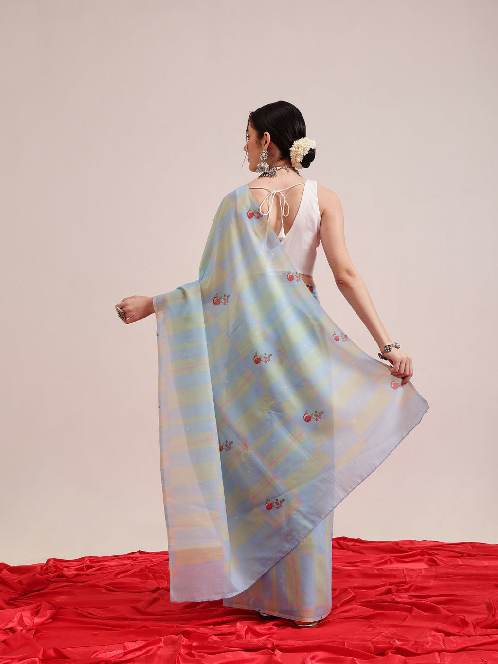 Blue Bollywood Mul Cotton Saree with Abstract Digital Print