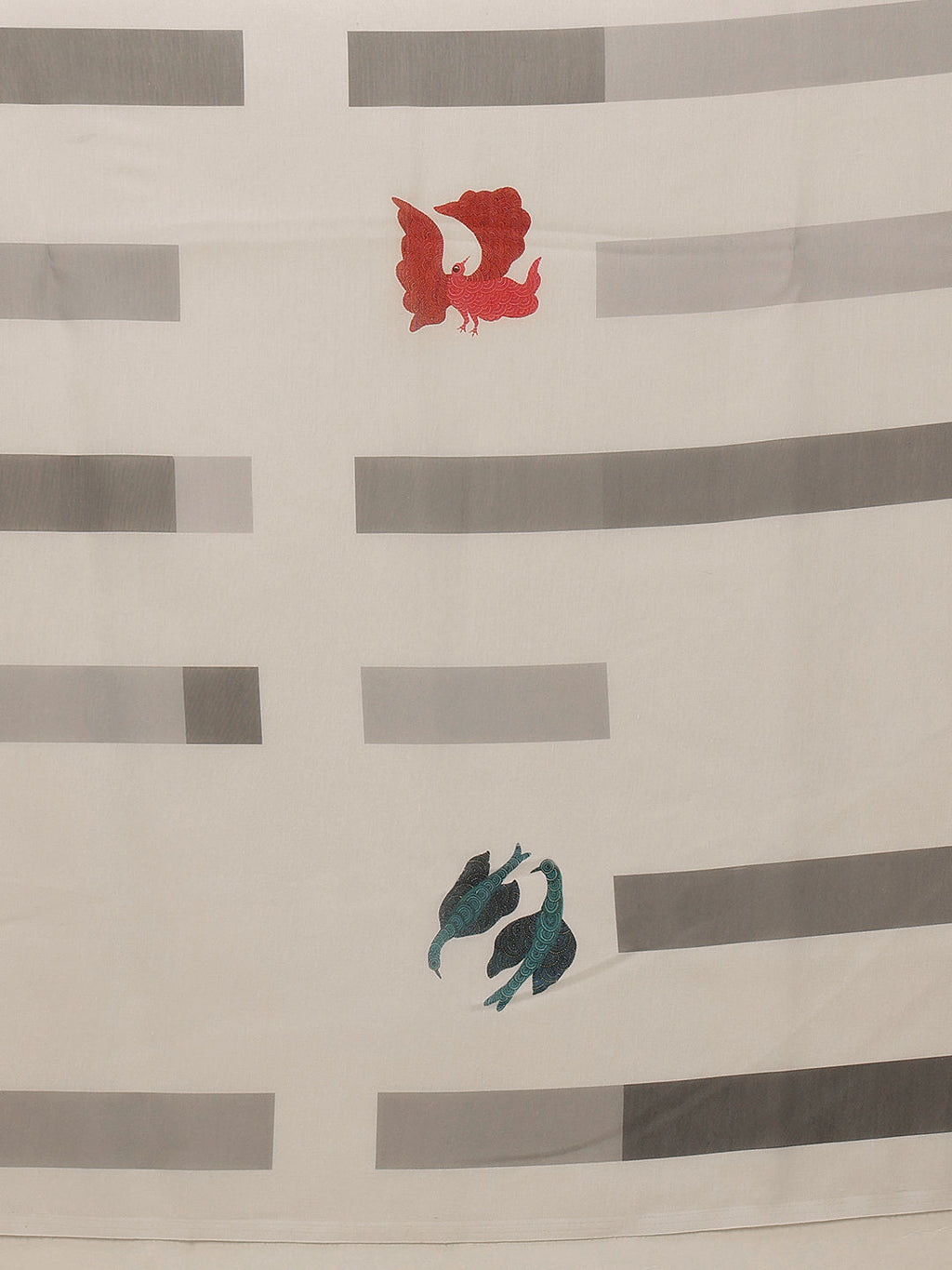 White Mul Cotton Saree with Modern Animal Print