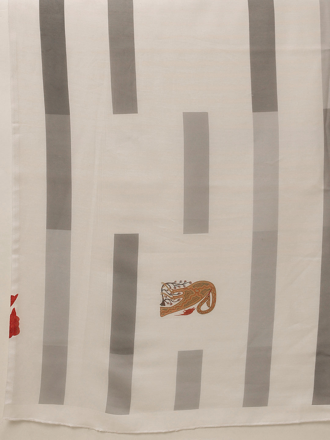 White Mul Cotton Saree with Modern Animal Print