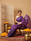 Navy blue Bollywood style Mul Cotton saree with artistic abstract digital print