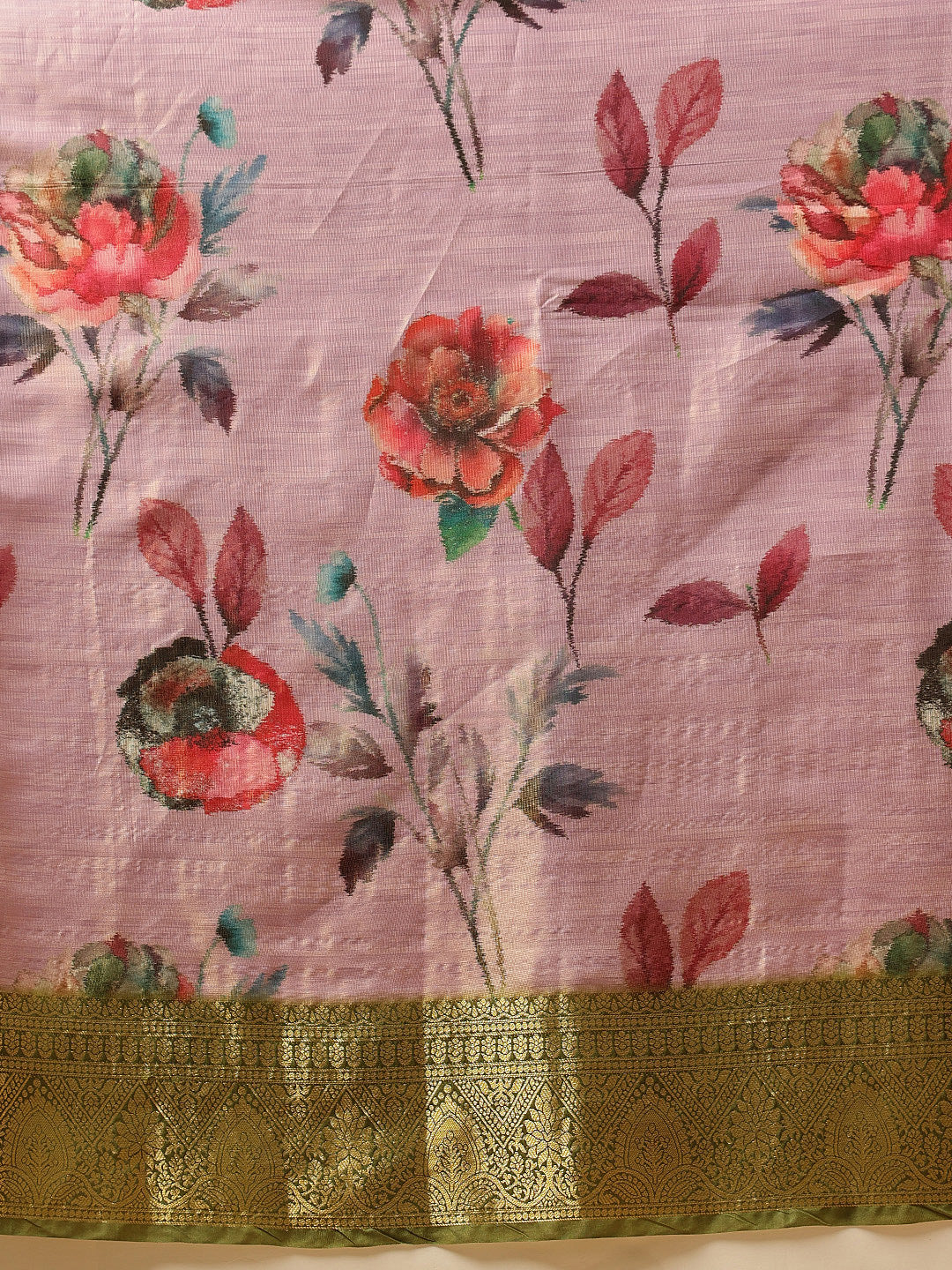 Lavender Banarasi Tissue Silk Saree with Floral Digital Print